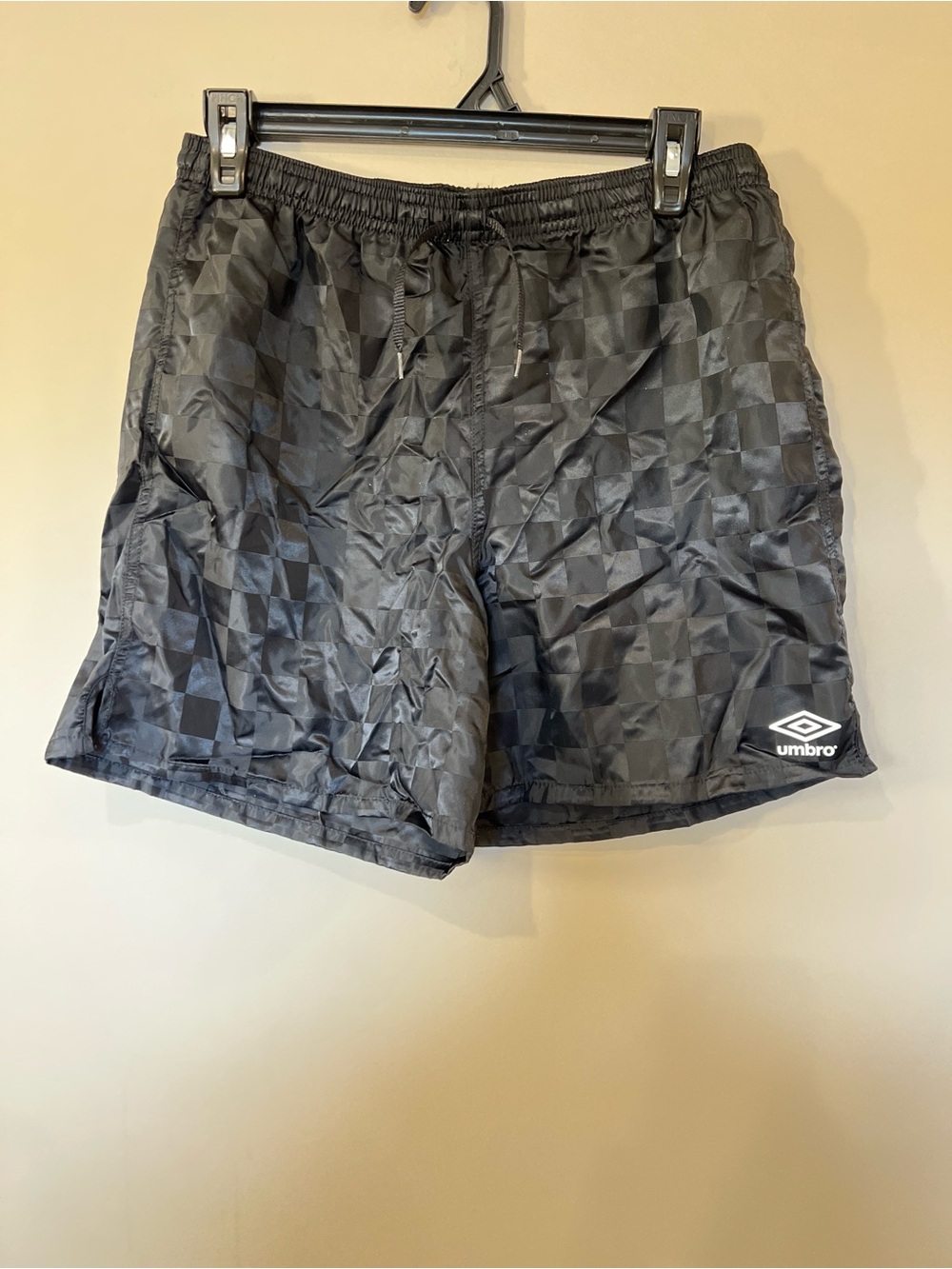 Umbro Black Checkerboard Training Shorts with Logo